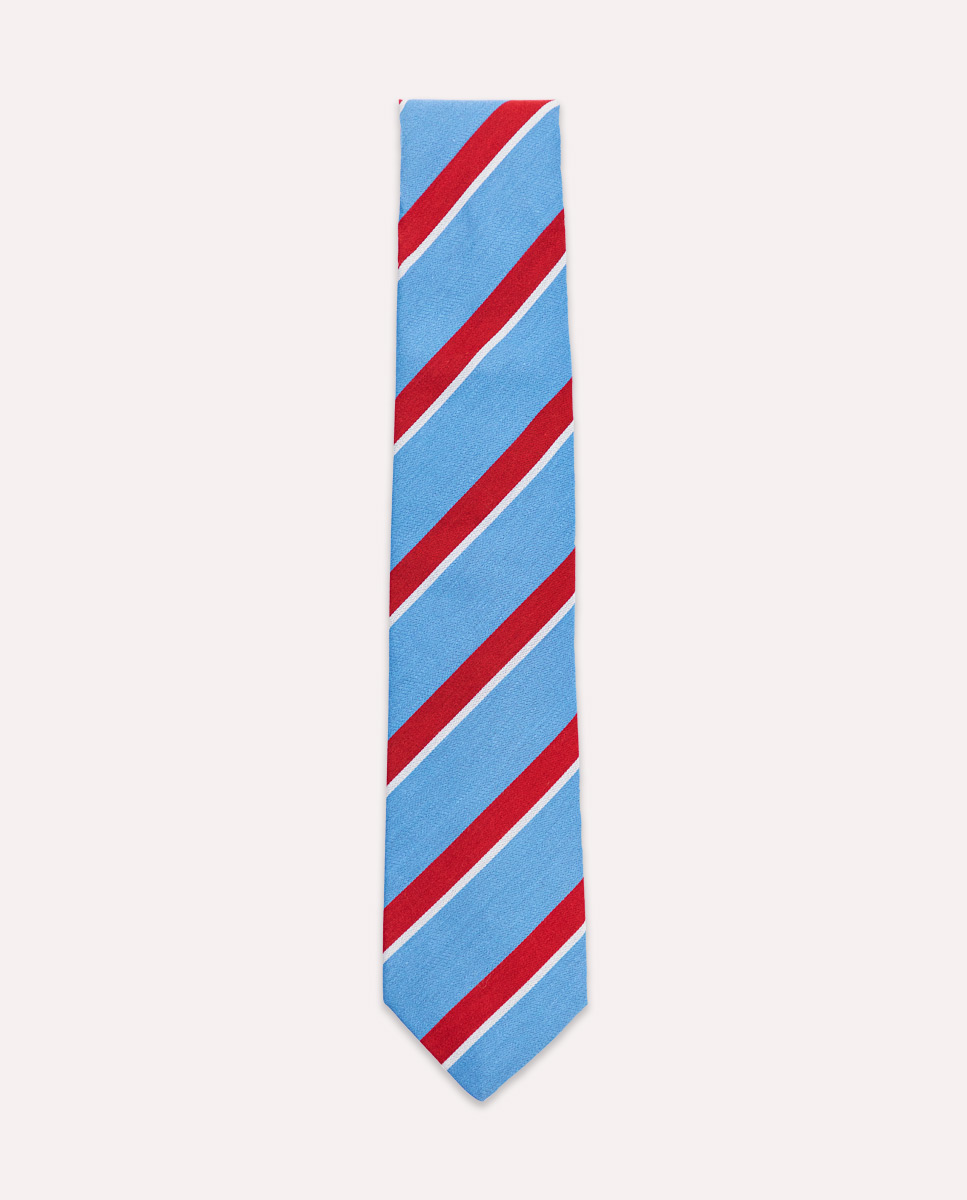 Corbata Rayas  Rojo Azul Perfil Blanco