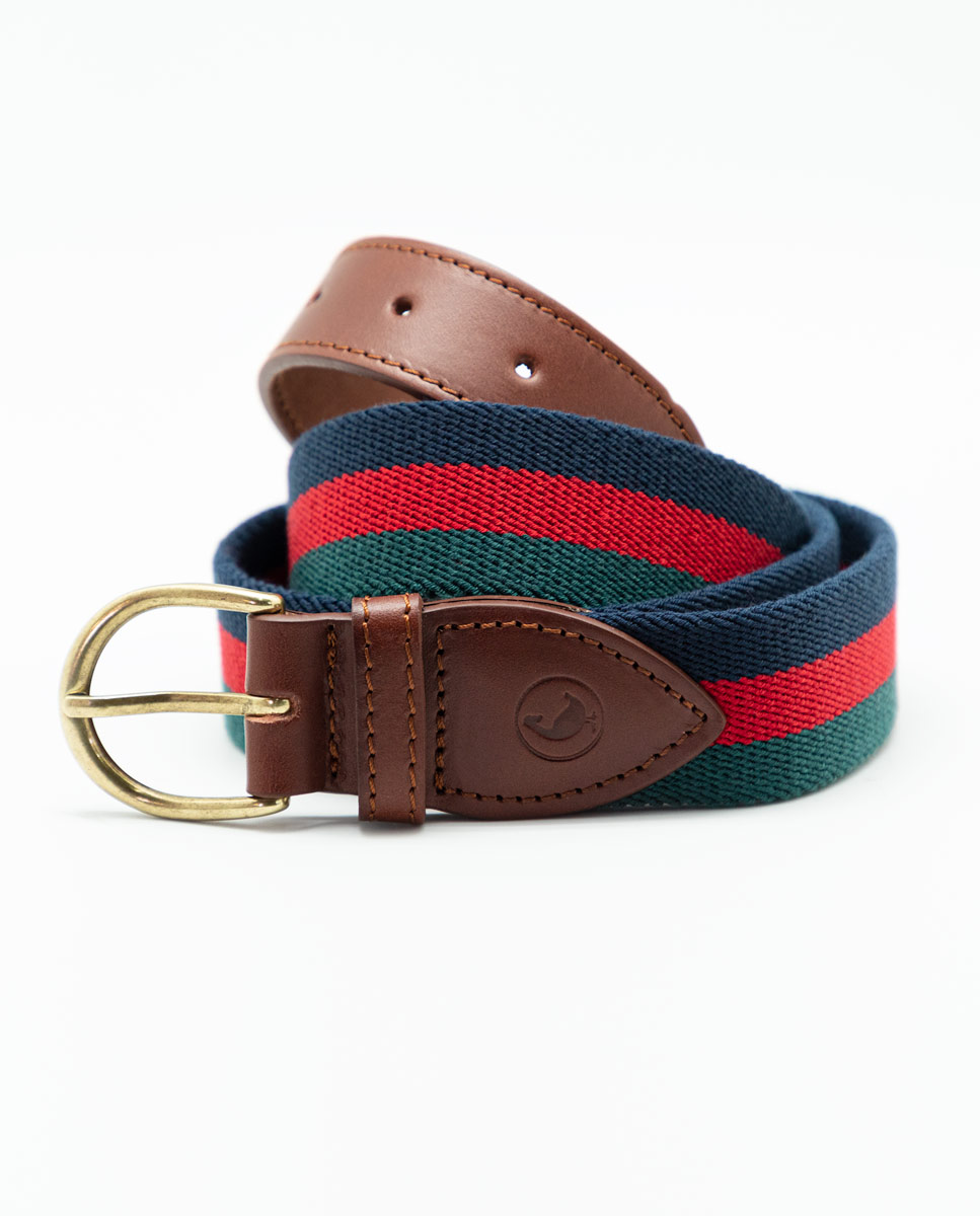 Green Red Navy Elasticated Belt