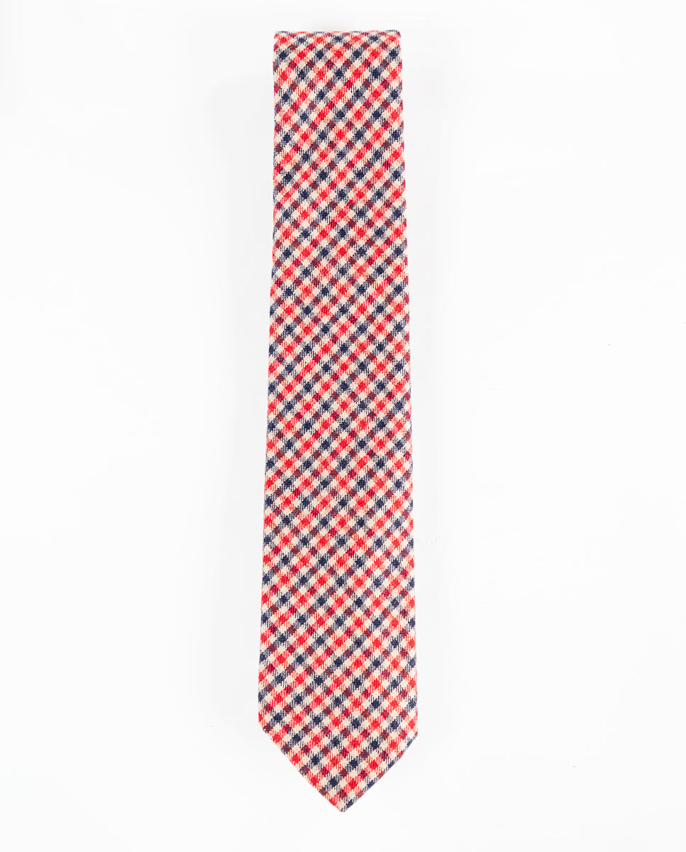 Navy and Red Harry Check Tie