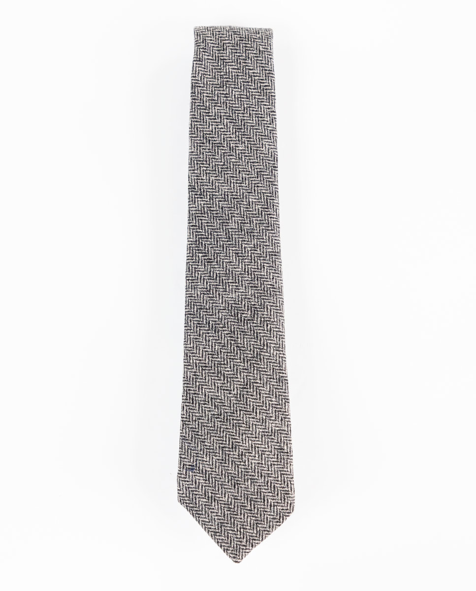 Corbata Espiga Lana Gris