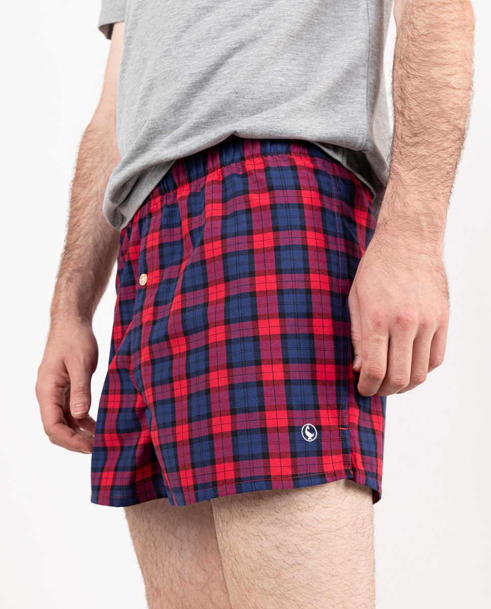Calzoncillo Tartan Azul Perfil Rojo