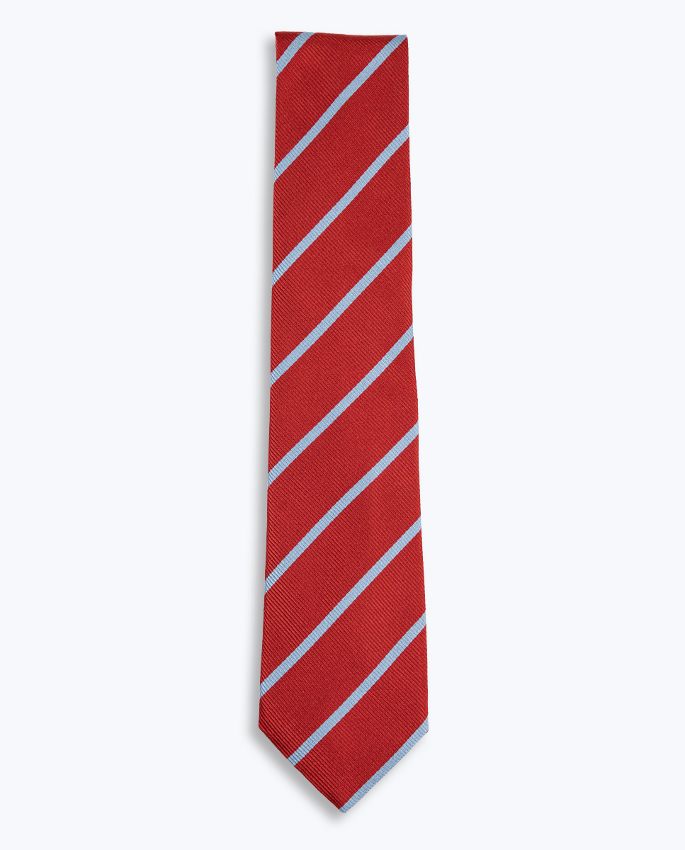 Red Regimental Tie W Navy Stripe