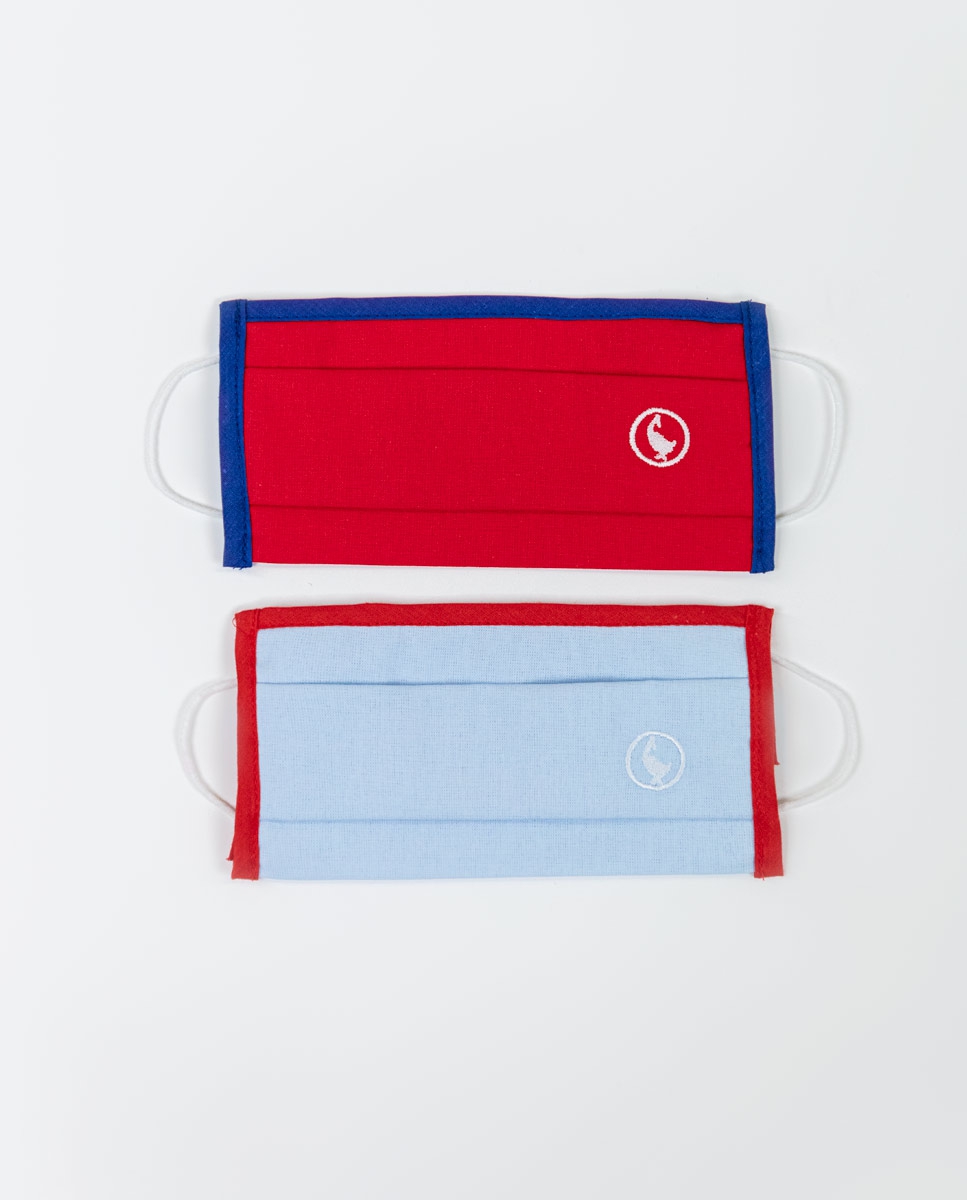 Pack Kids 2 Face Masks Plain 10-12 years (Light Blue/Red)