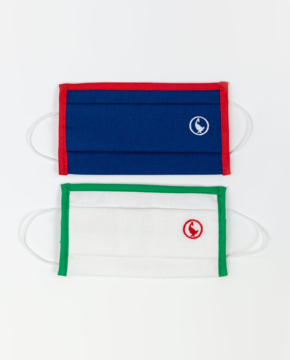 Pack Kids 2 Face Masks Plain 10-12 years (Blue/White Green)