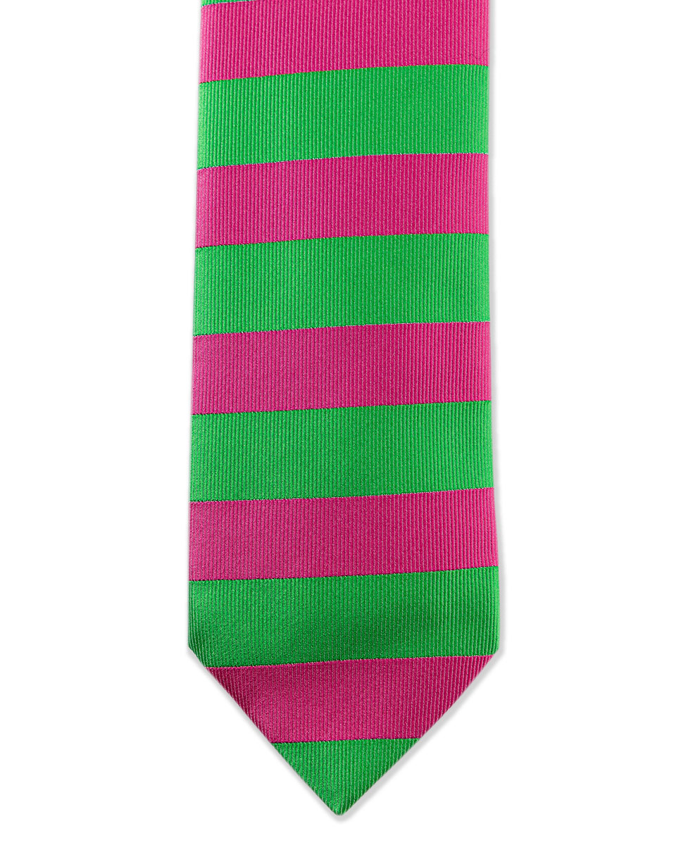 Corbata Rayas Horizontales Verde/Rosa