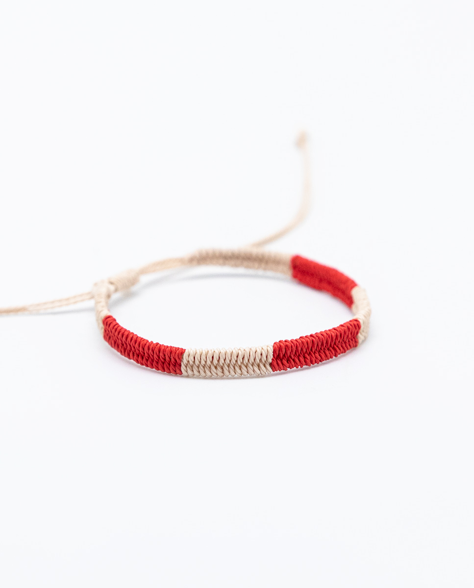 Dual-coloured Red/Cream Bracelet