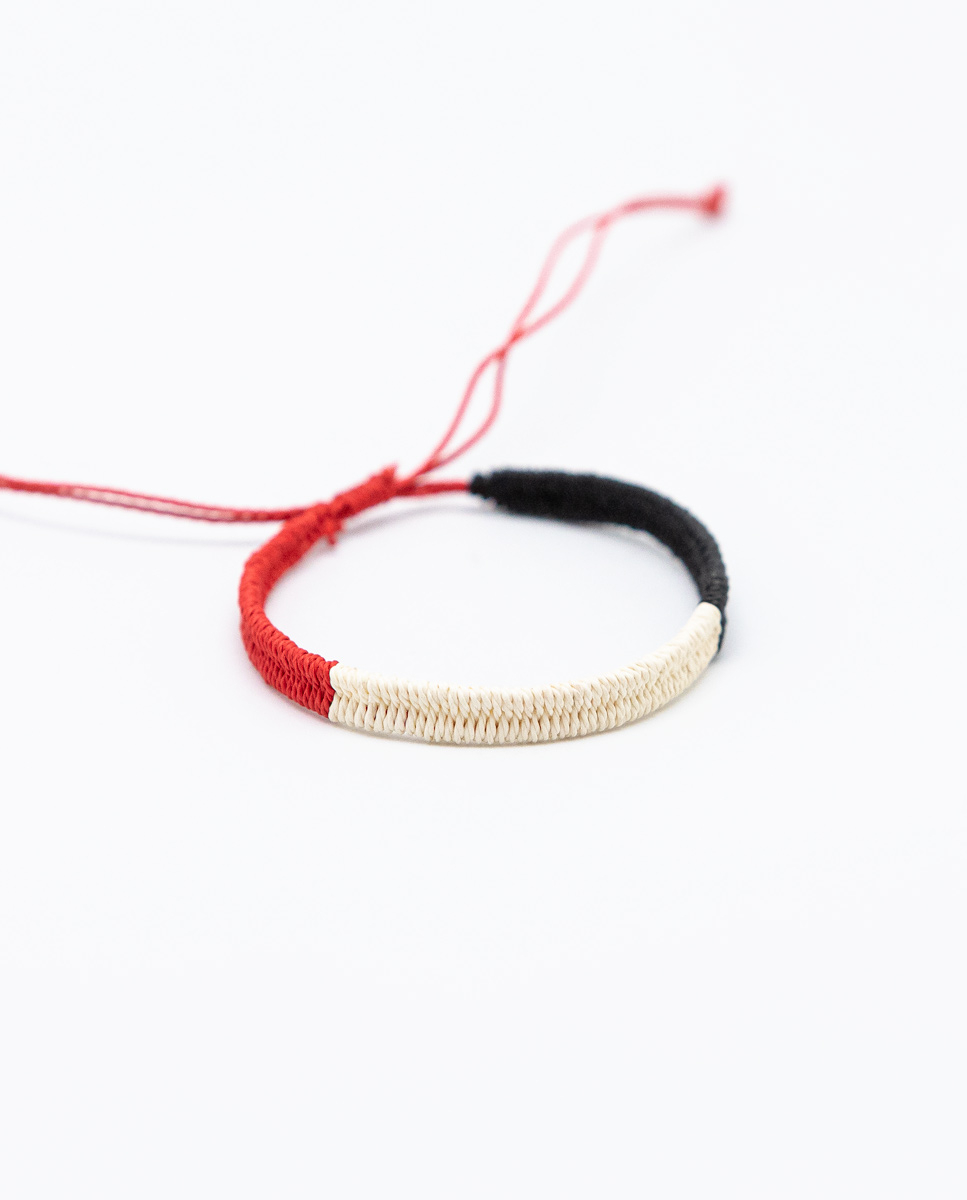 Tricoloured Red/Cream/Black Bracelet