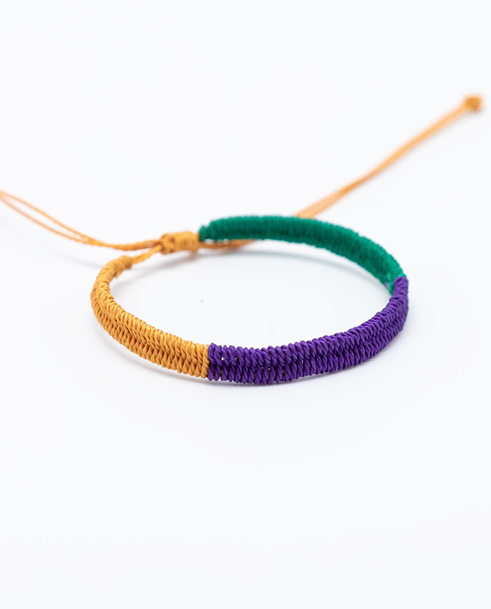 Tricoloured Mustard/Purple/Green Bracelet