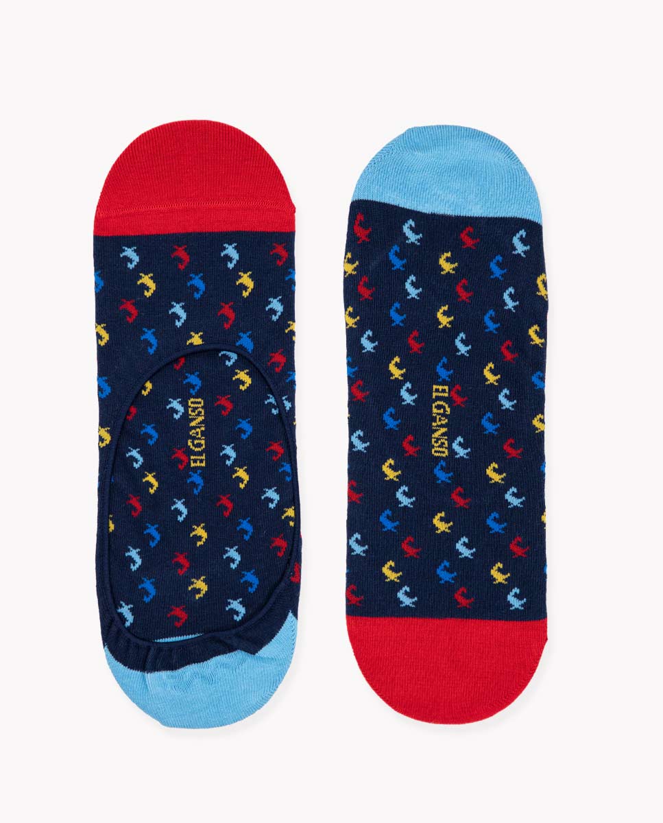 Navy Geese Low-Cut Socks