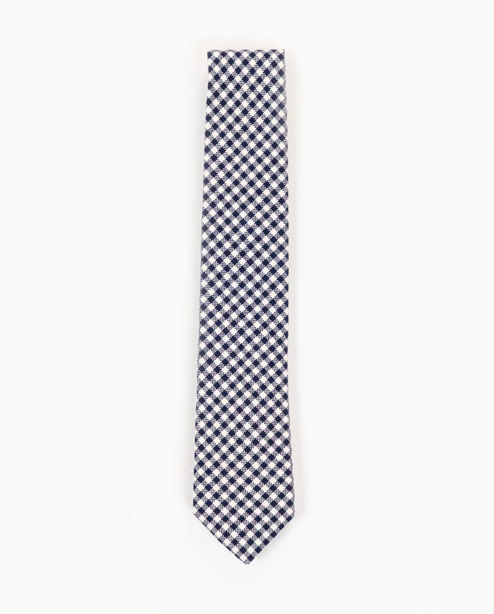 White Navy Vichy Tie