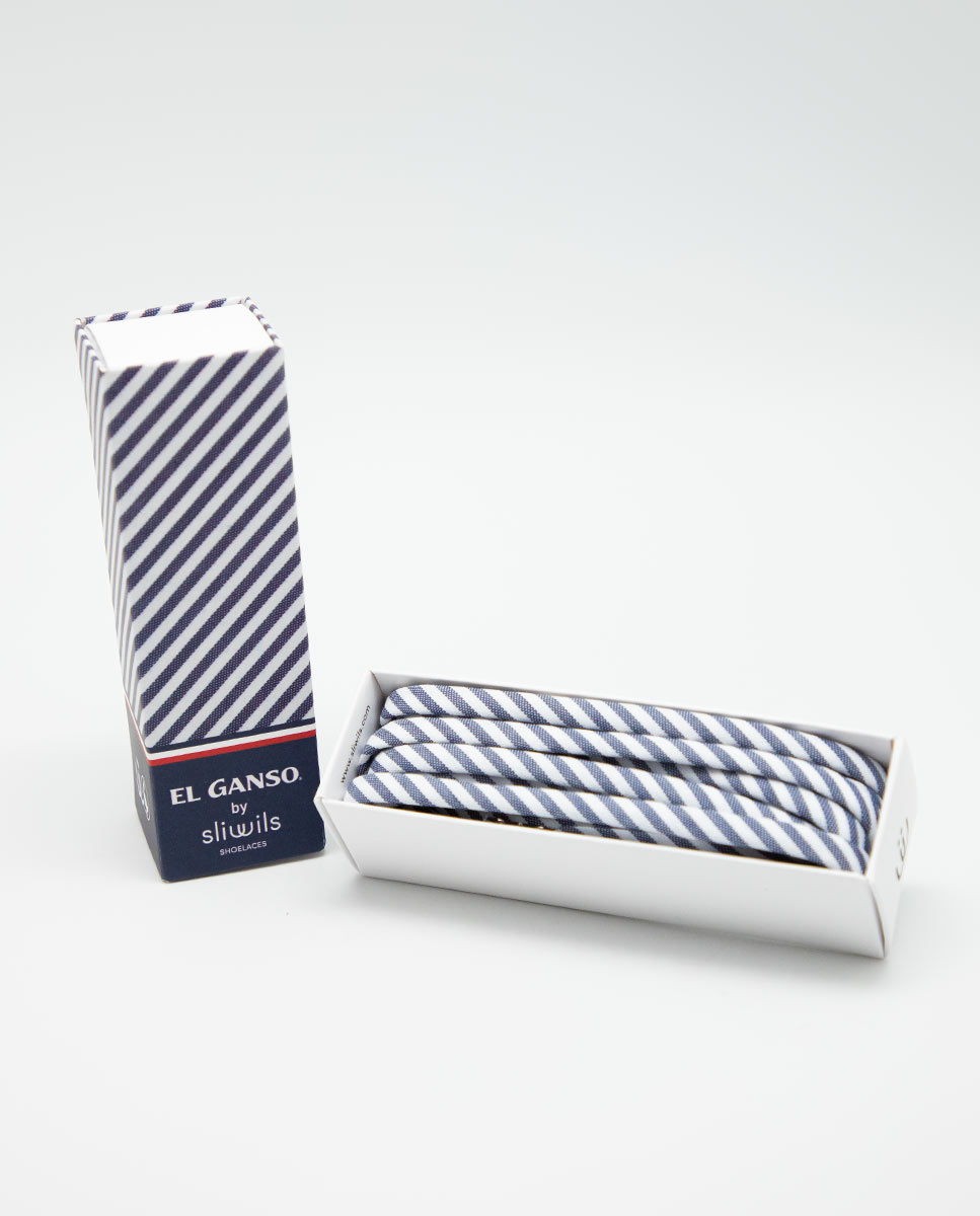 Navy Yale Striped Shoelace