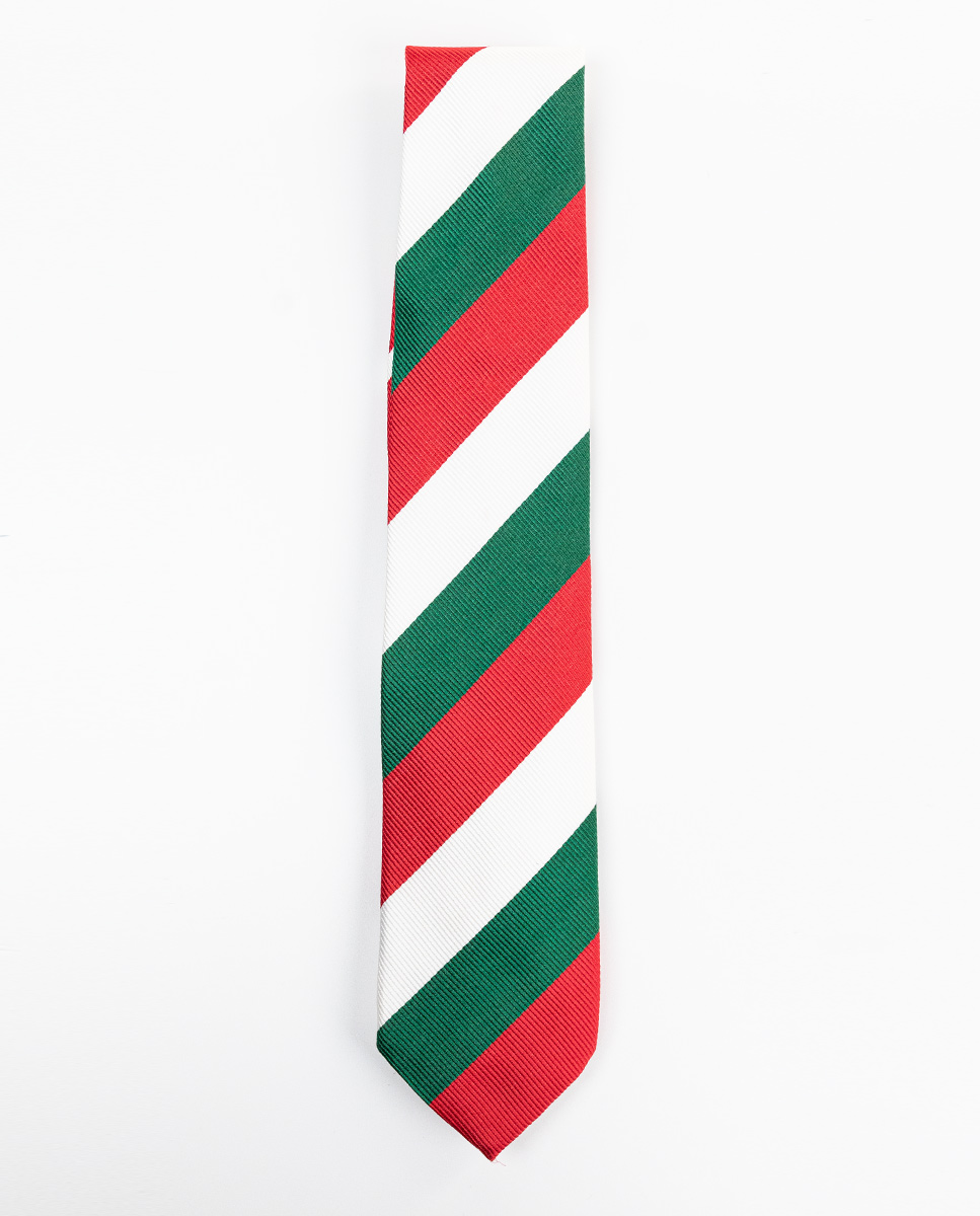 Corbata Raya Regimental Verde-Rojo