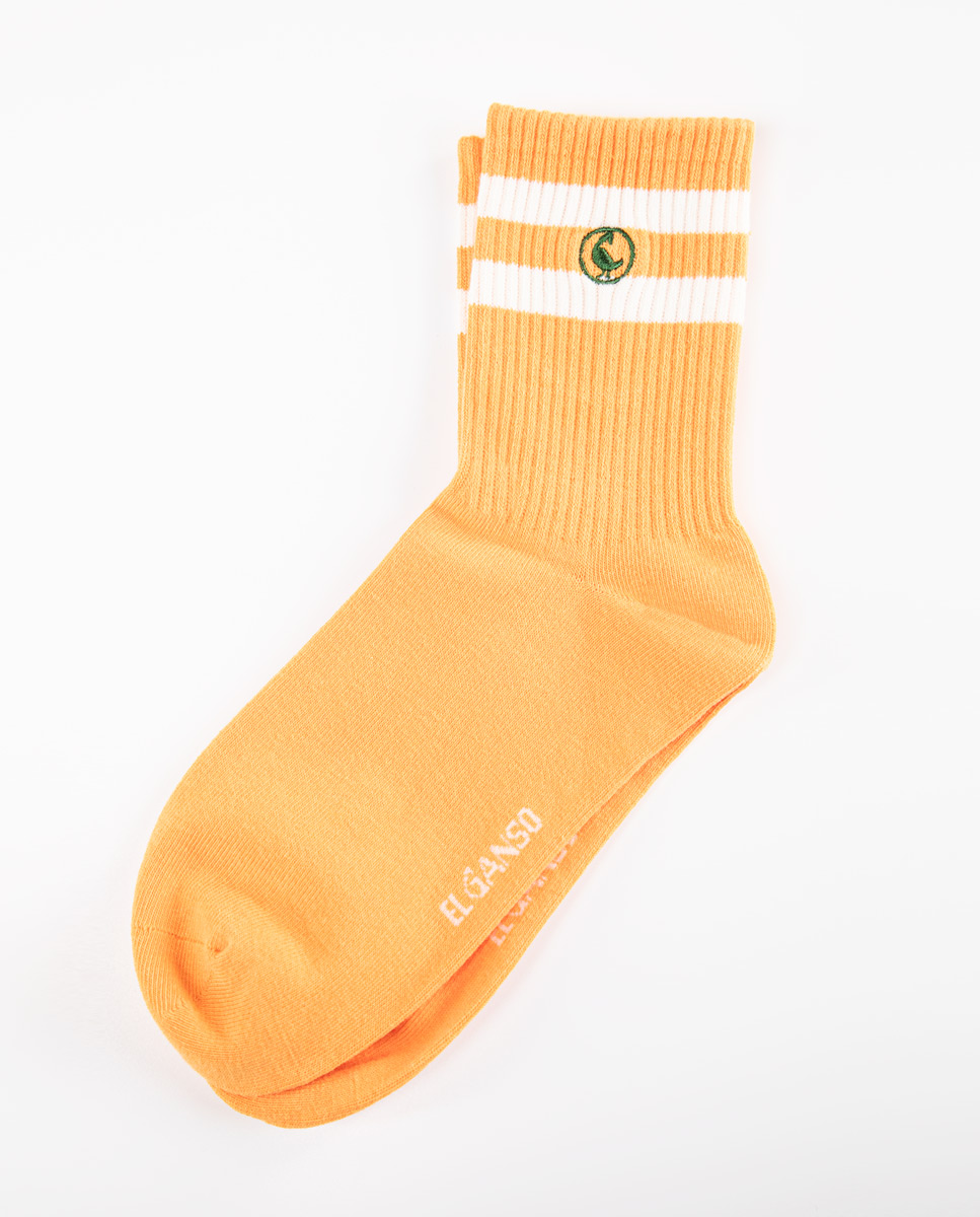 Calcetín Algodón Midi Rayas Naranja