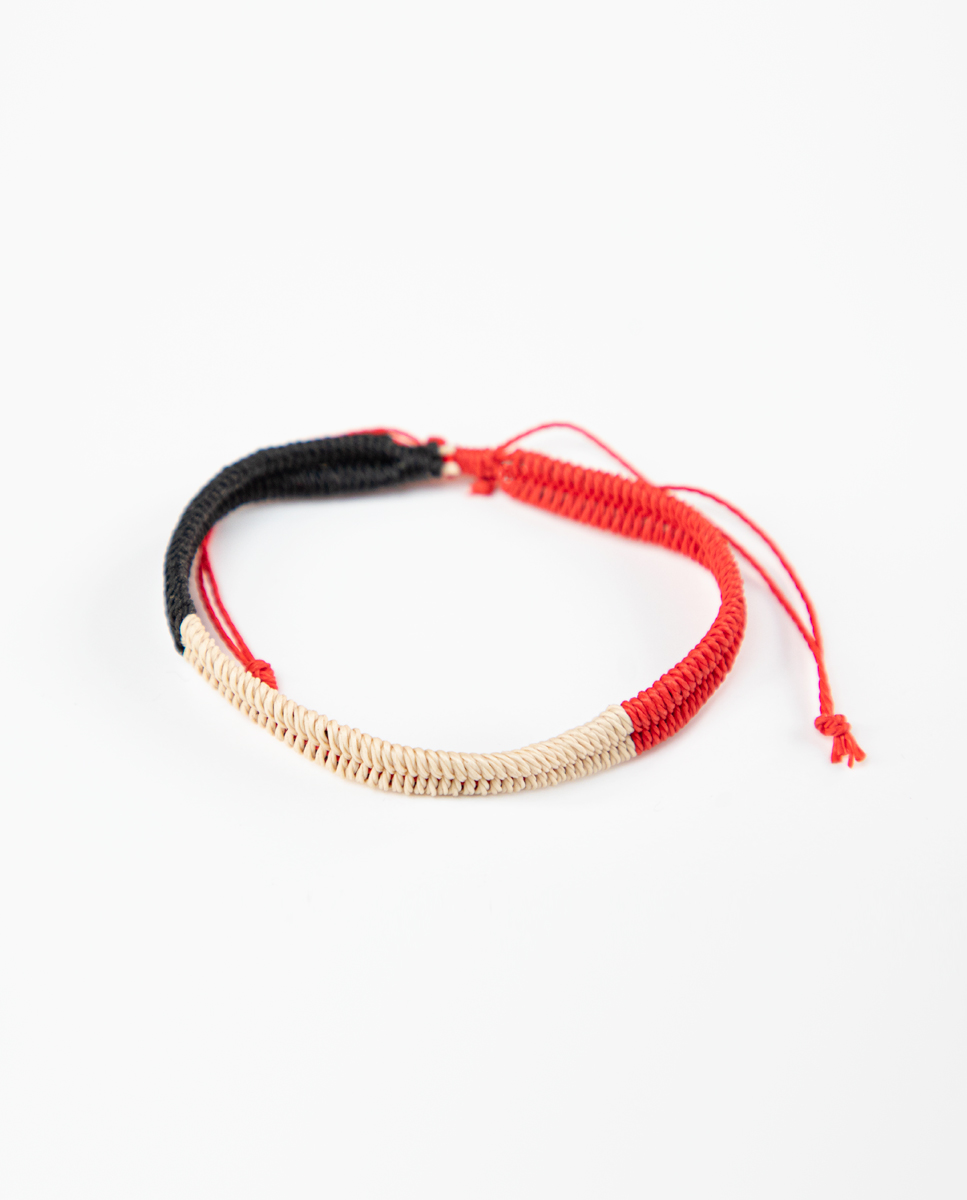 Pulsera Tricolor Rojo Crudo Negro