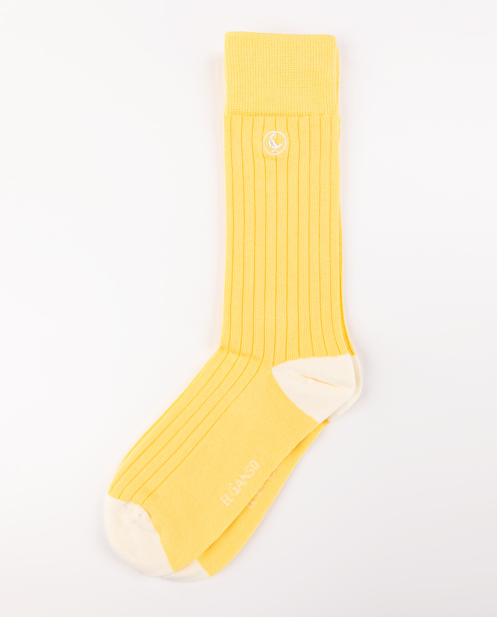 Ribbed Yellow Cotton Socks