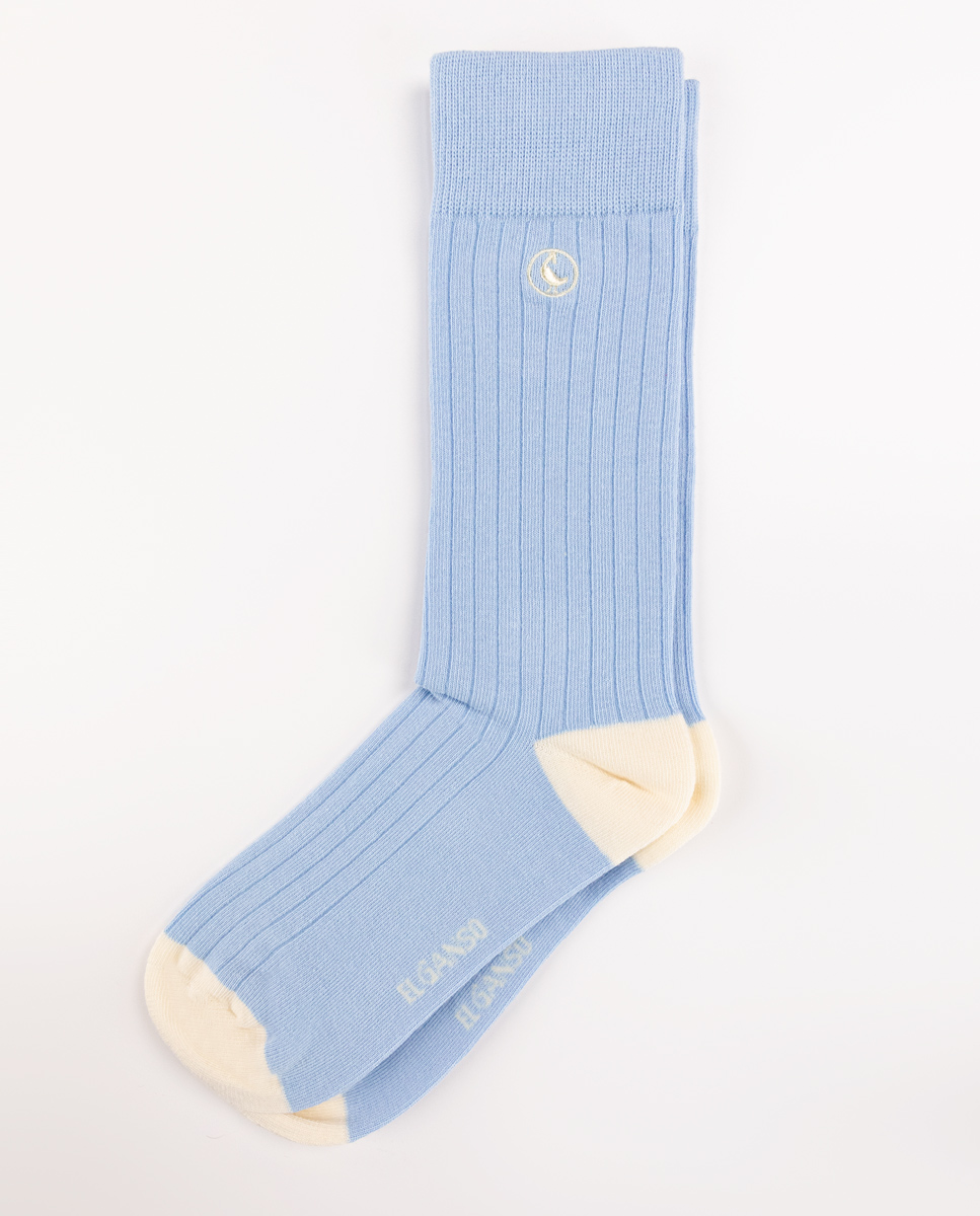 Ribbed Blue Cotton Socks