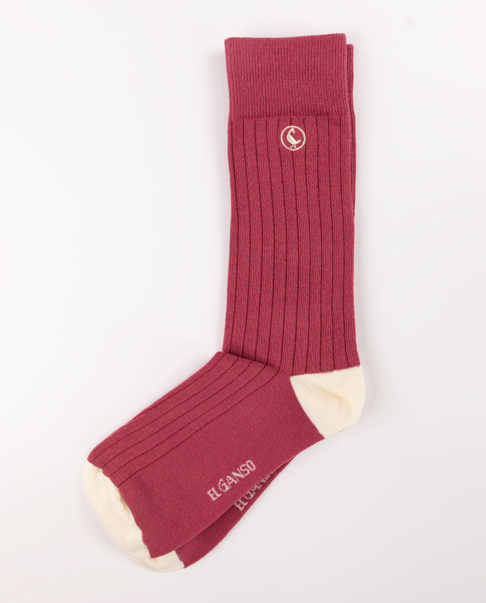 Ribbed Red Cotton Socks