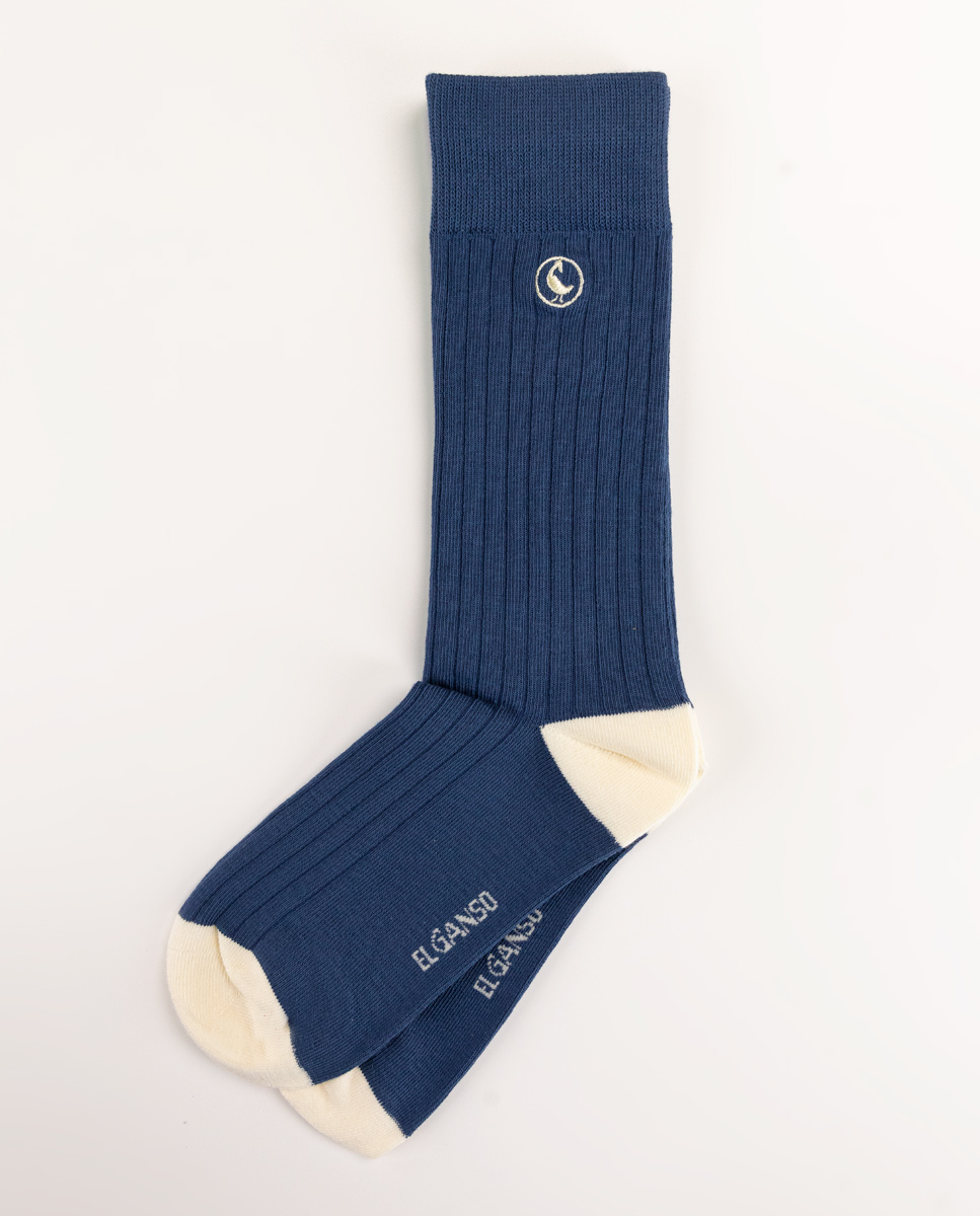 Ribbed Navy Cotton Socks