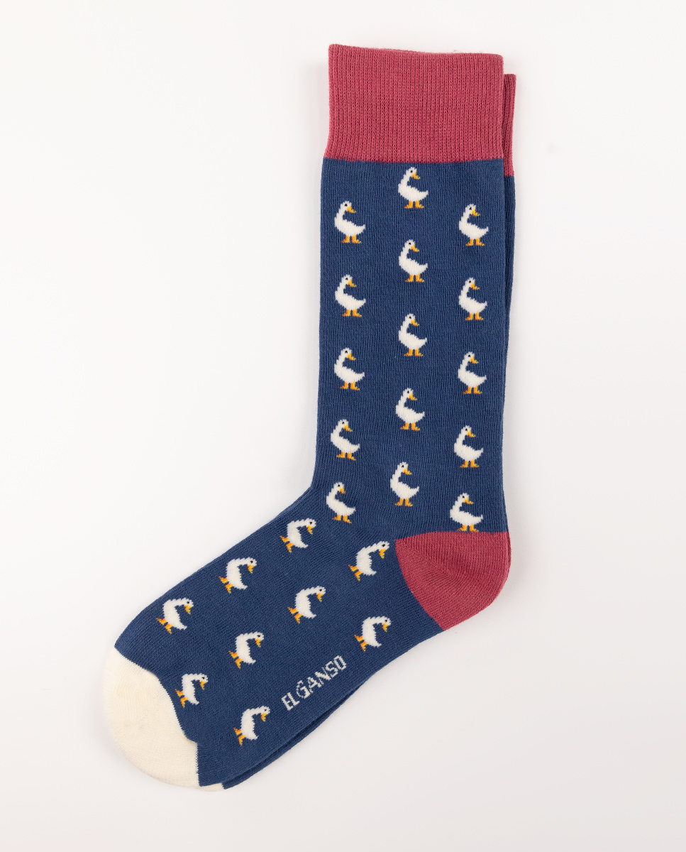 Calcetín Algodón Gansos Marino