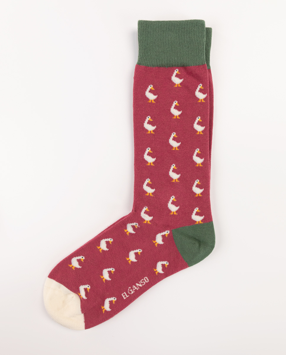 Calcetín Algodón Gansos Rojo
