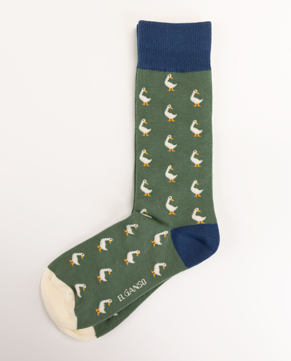 Calcetín Algodón Gansos Verde