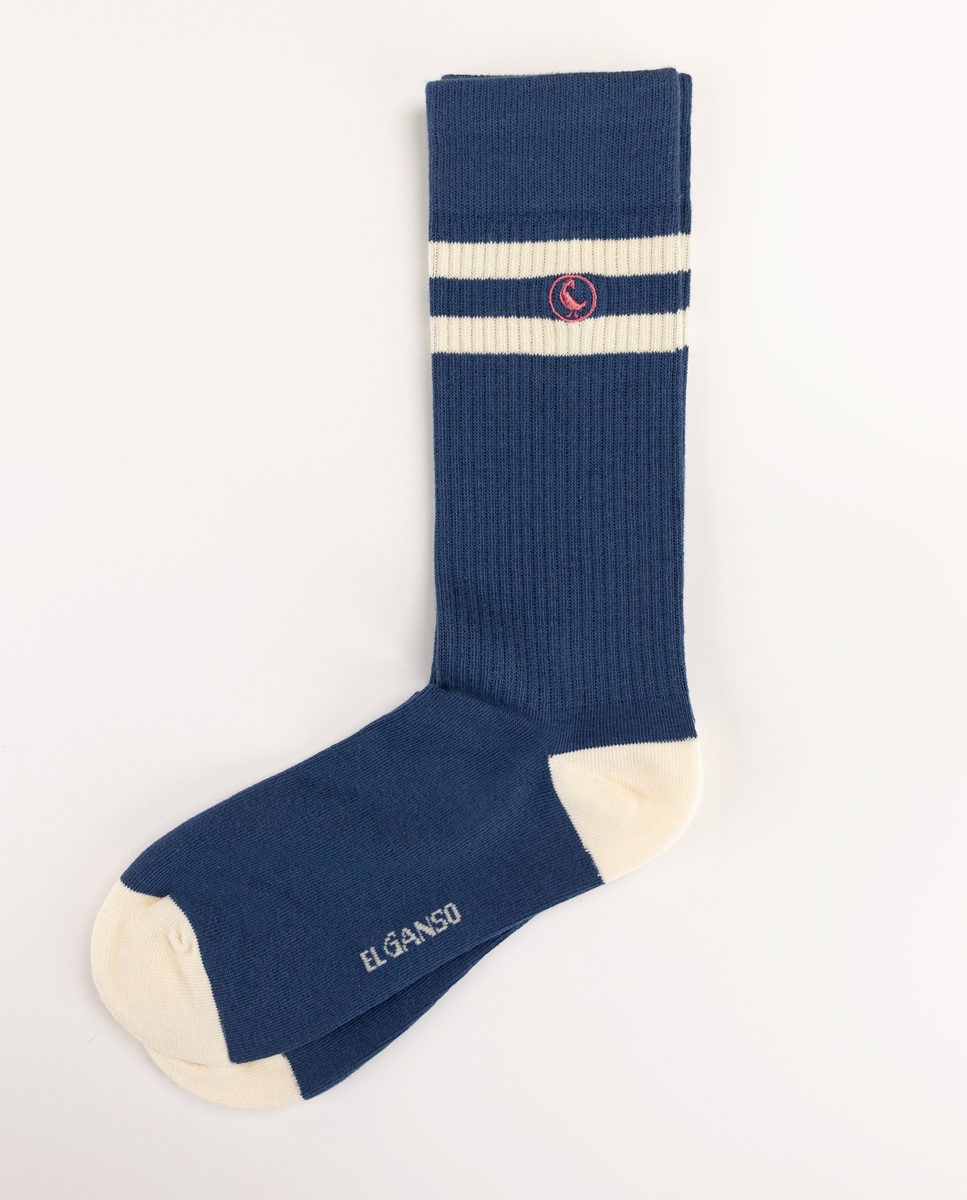 Calcetín Algodón Midi Marino Rayas