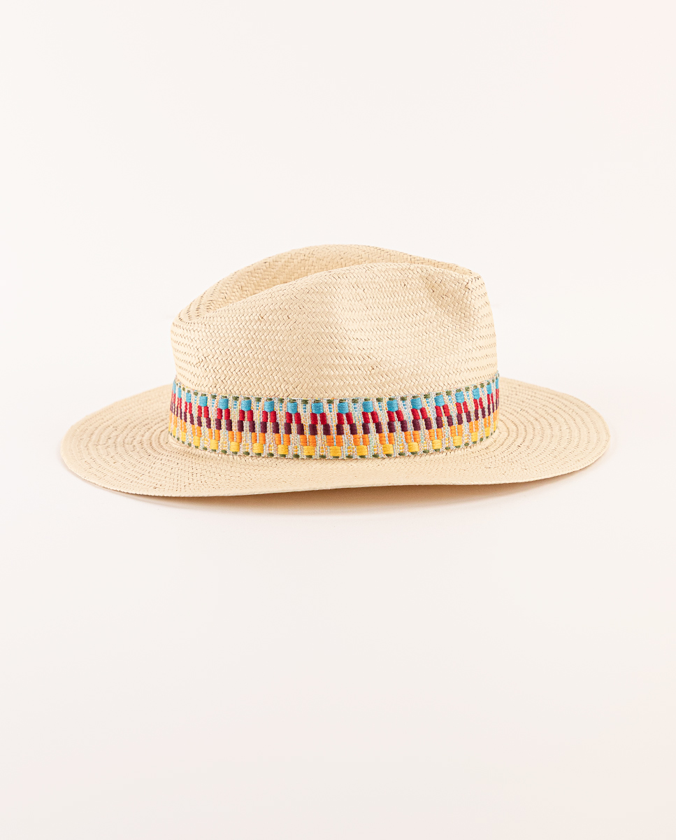 Sombrero Beige Cinta Multicolor