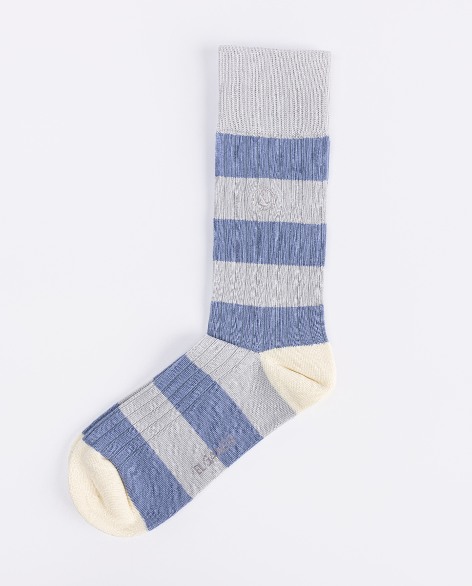 Calcetín Algodón Canalé Rayas Gris