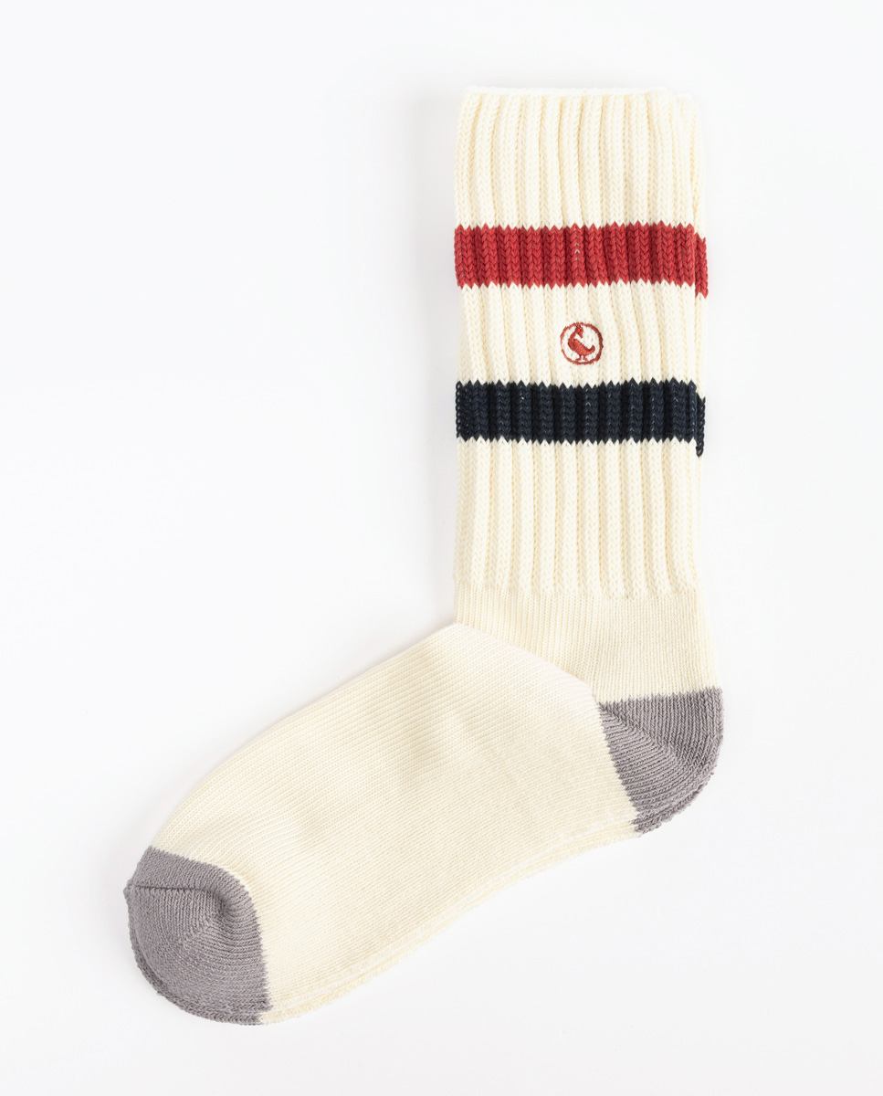 Calcetín Algodón Retro Crudo Rojo