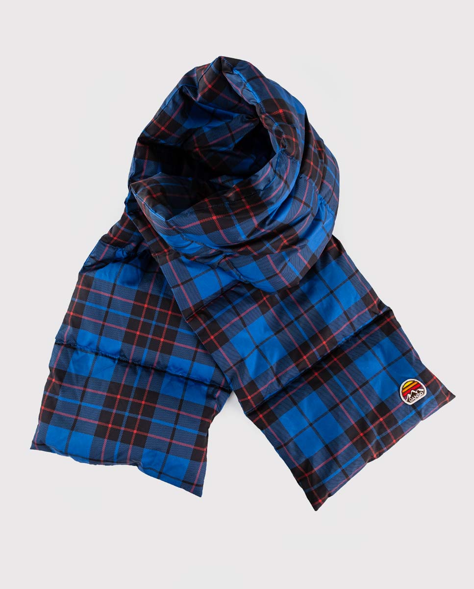 Blue Check Quilted Nylon Hiking Scarf
