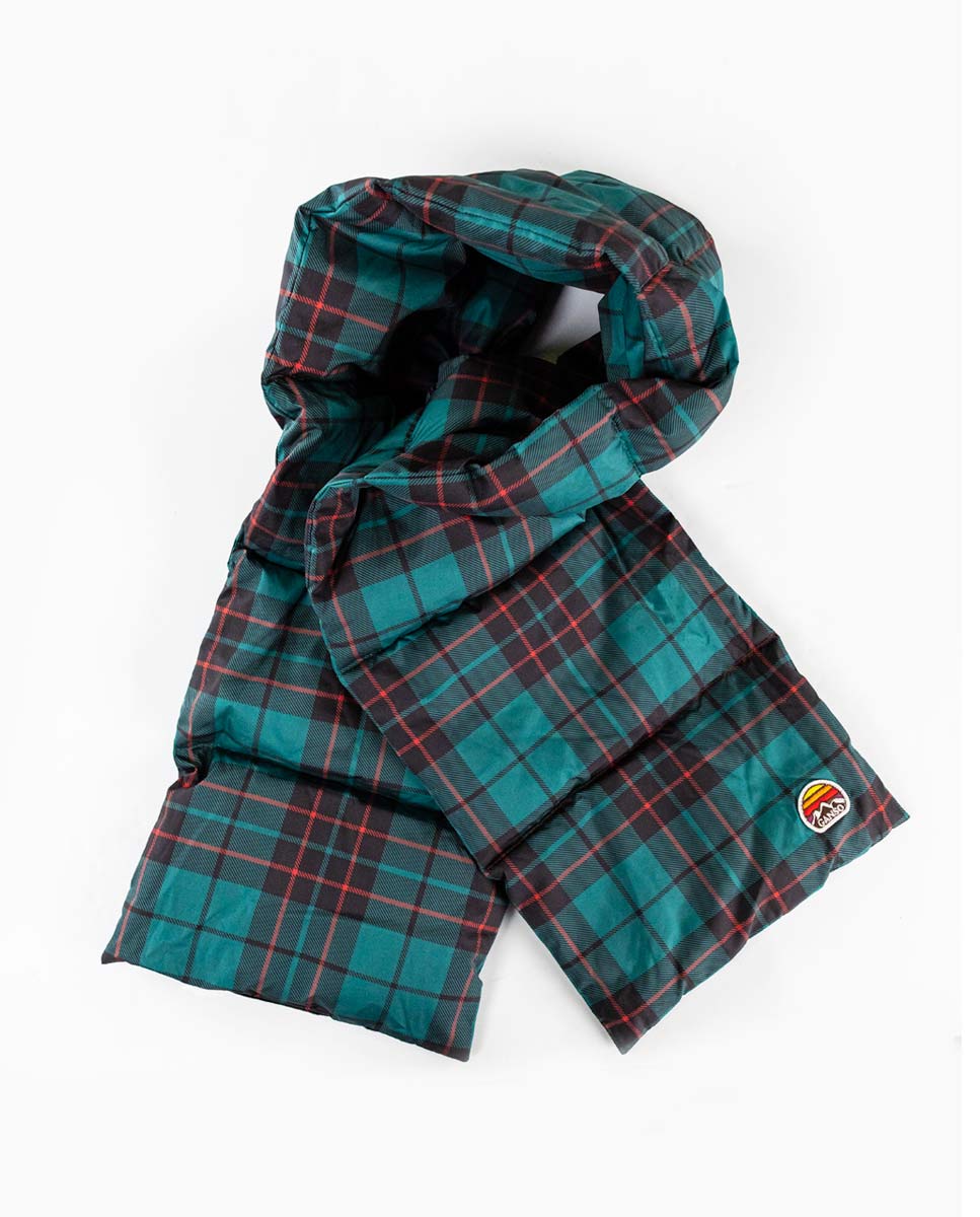 Green Check Quilted Nylon Hiking Scarf