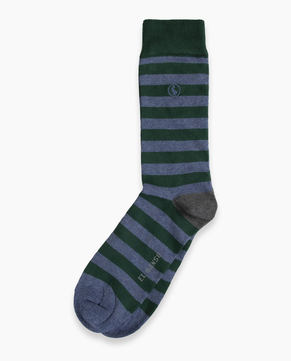 Green Striped Cotton Sock