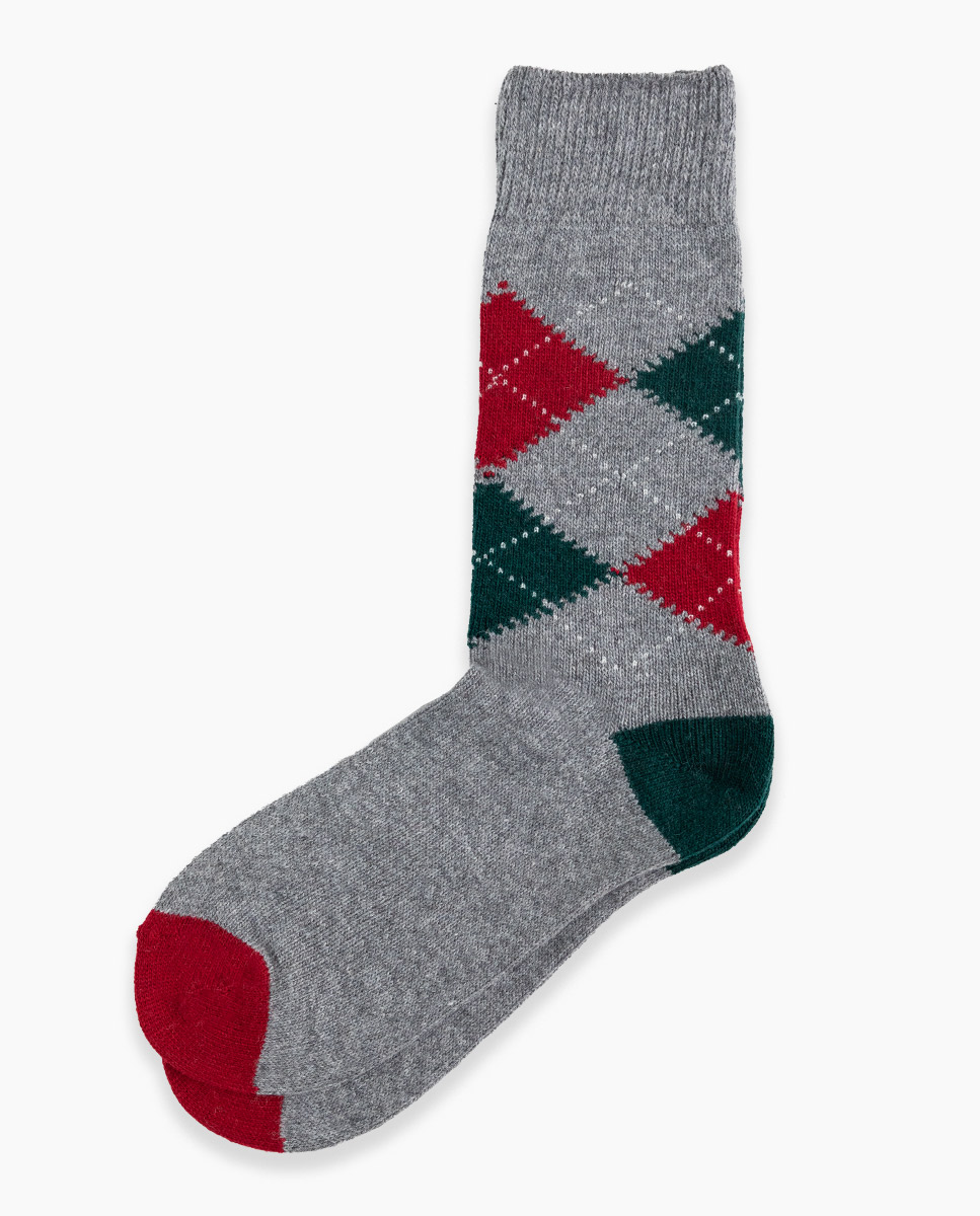 Calcetín Lana Gris Rombos