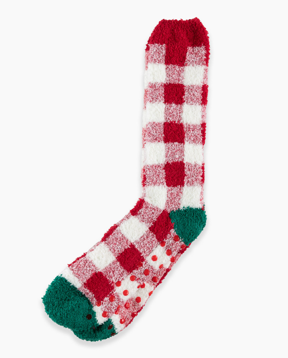 Red Chenille Home Socks