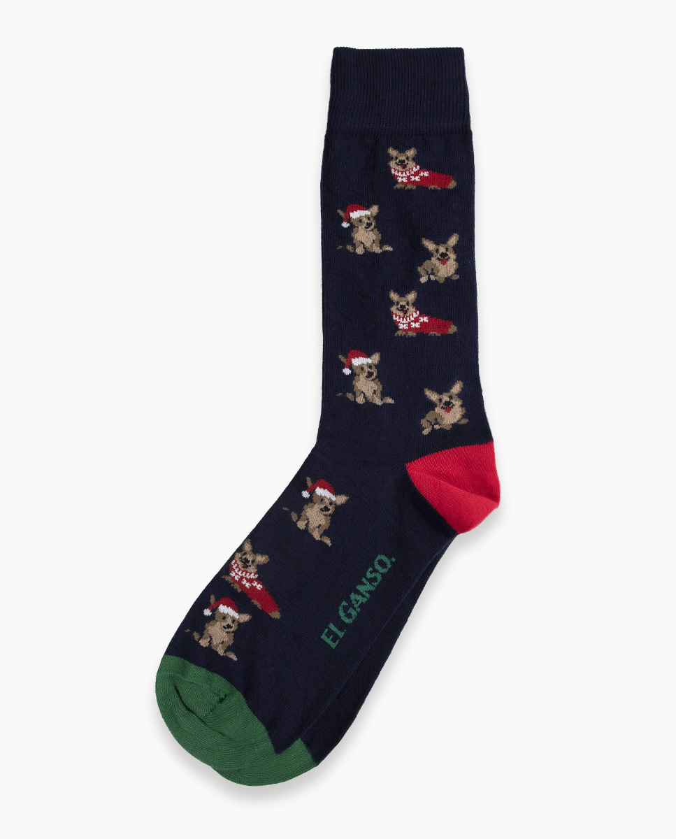 Navy Wool Sock Figurative Christmas