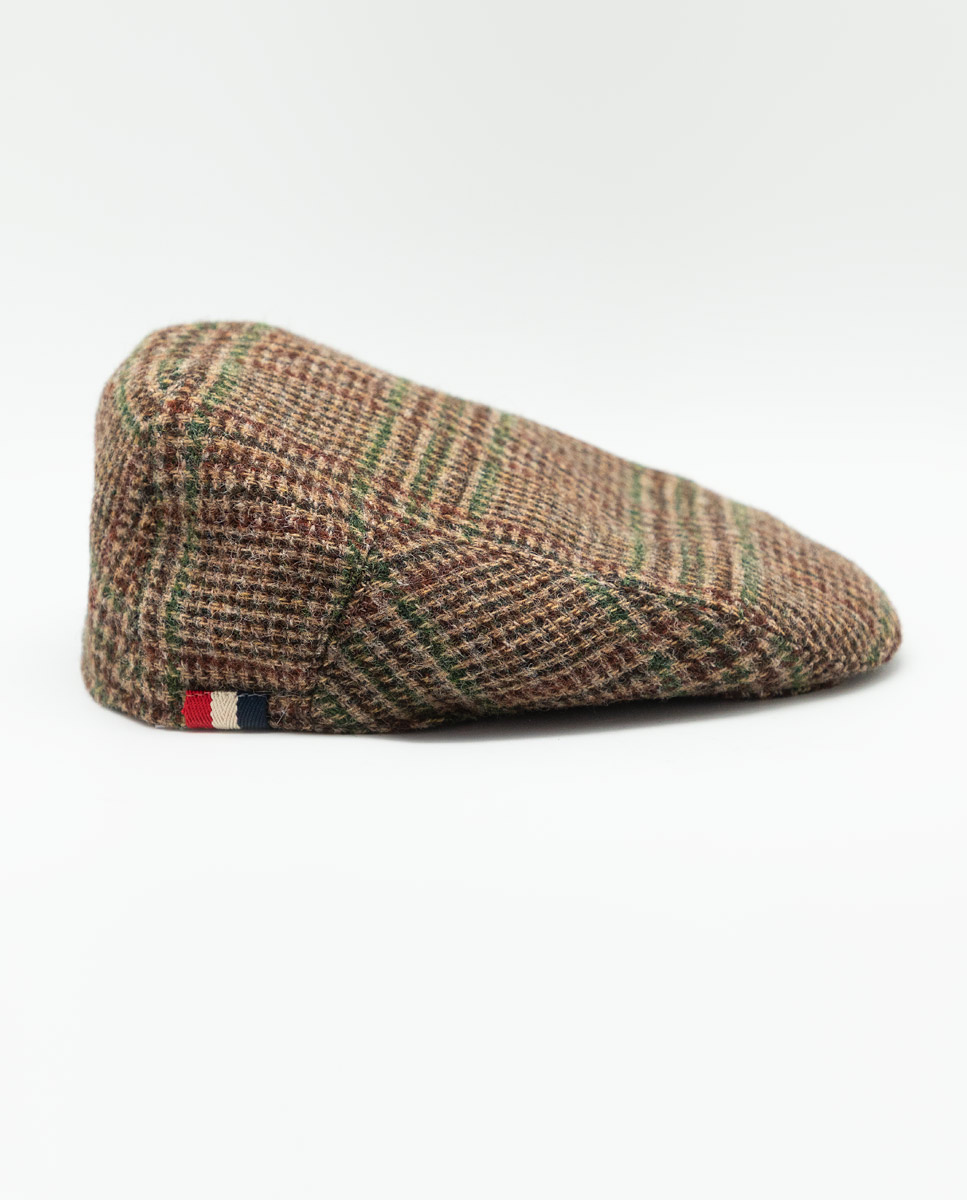 Brown Prince of Wales Check Flat Cap