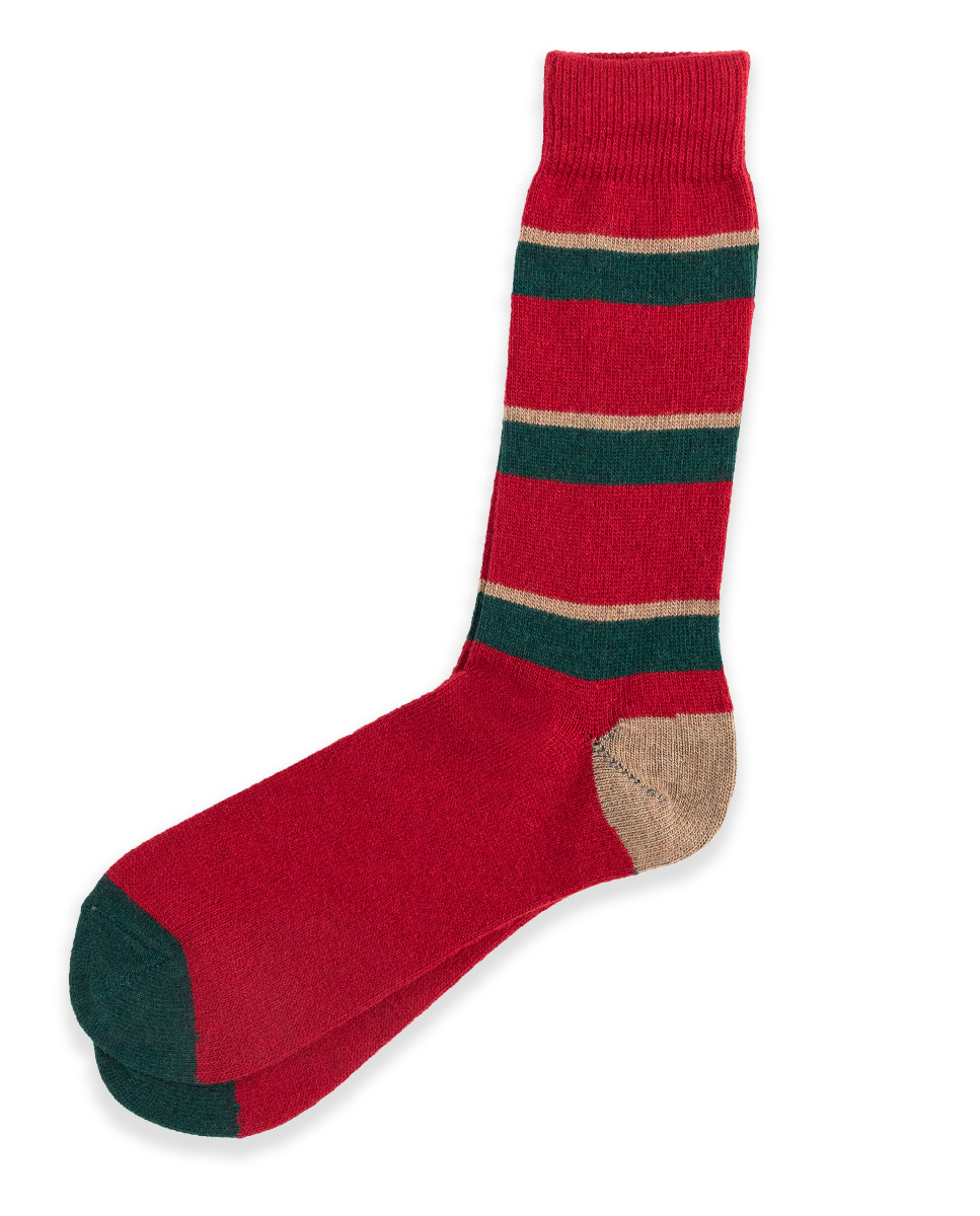 Calcetines Lana Rayas Granate
