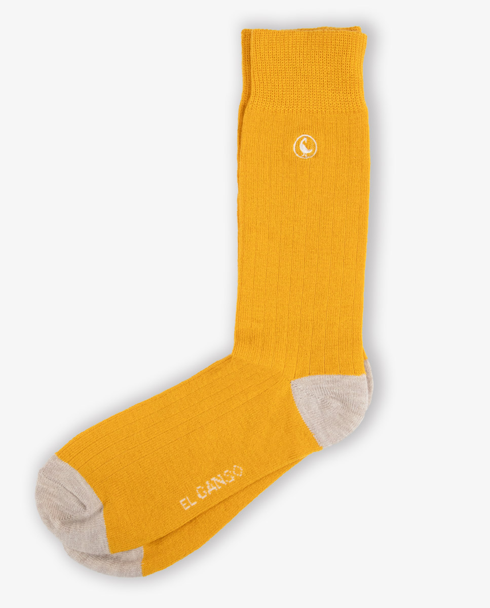 Mustard Ribbed Wool Socks