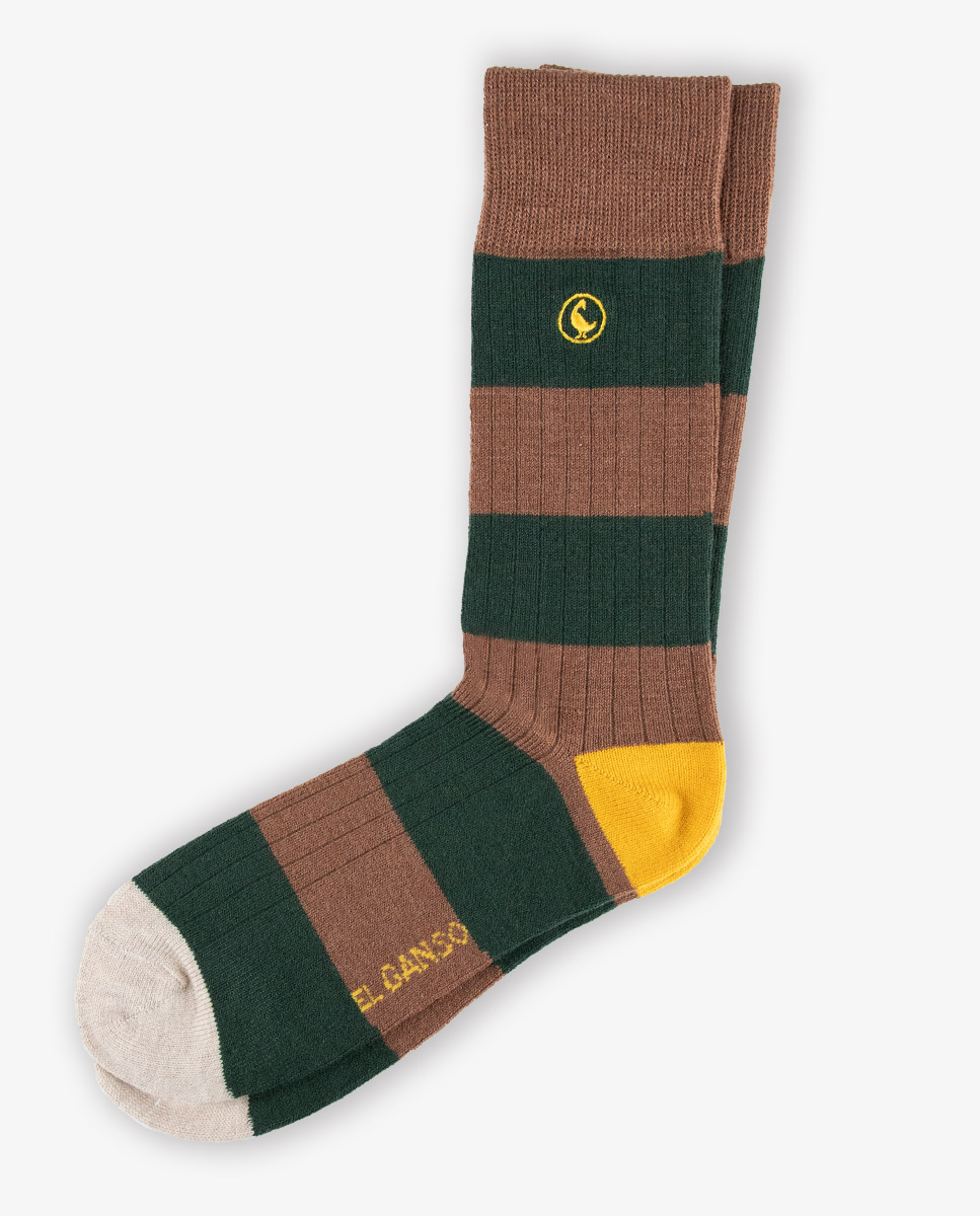 Calcetín Rayas Lana Marrón