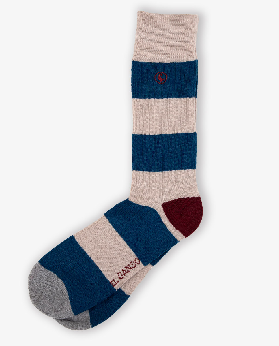 Grey Striped Wool Socks