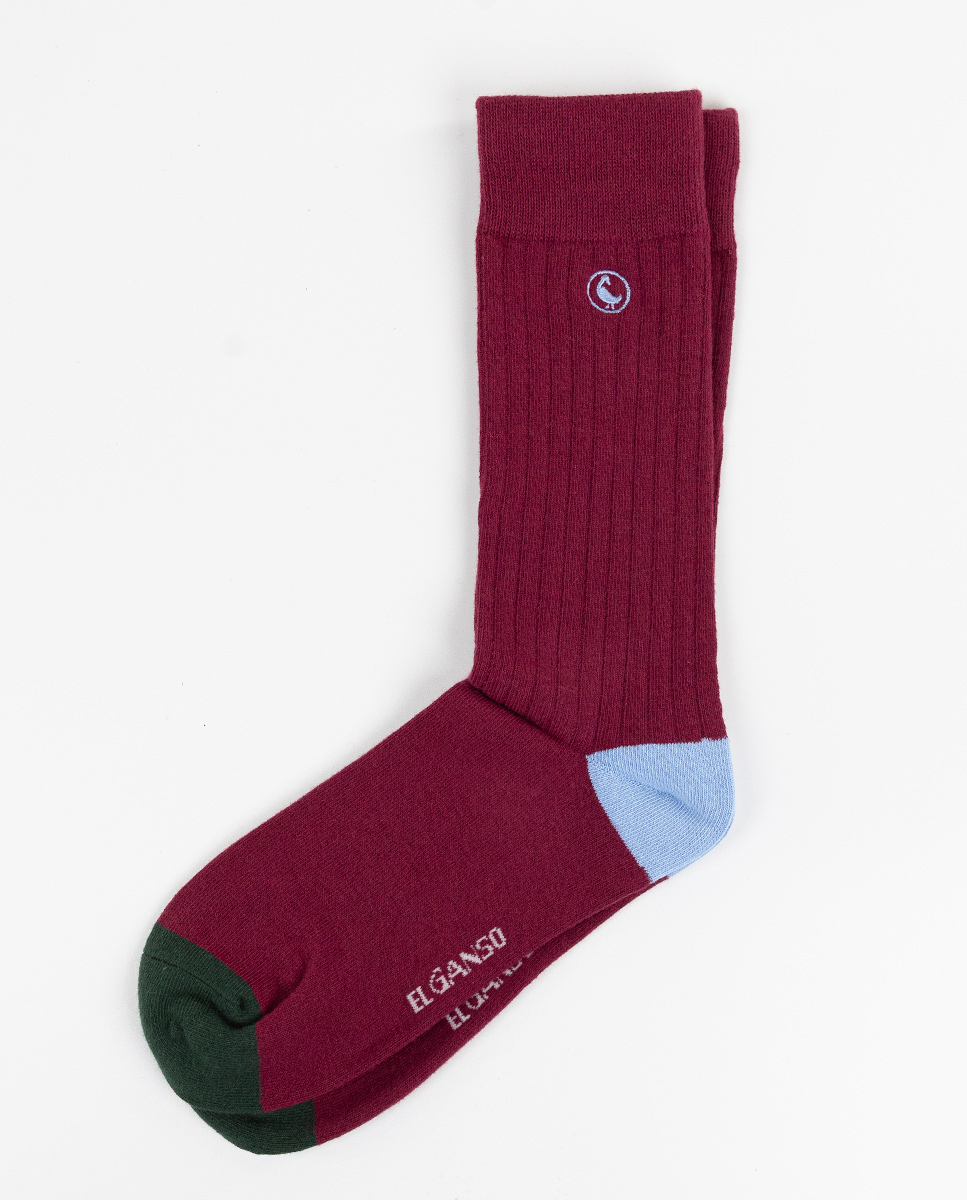 Calcetín Algodón Canalé Burdeos