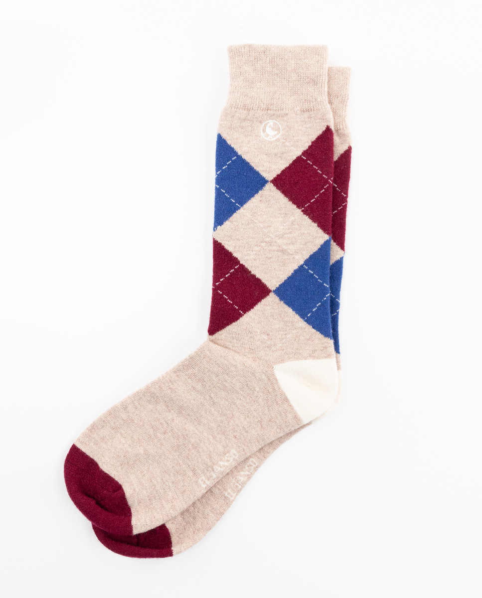 Calcetín Lana Rombos Camel