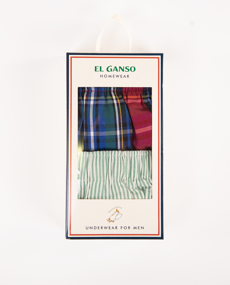 Pack of Underwear W Red Tartan Green Seersucker Stripes