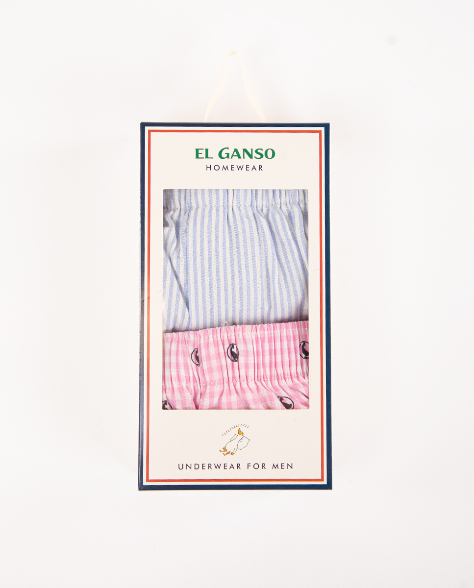 Pack of Underwear W Blue Seersucker Stripes Pink Gingham Geese