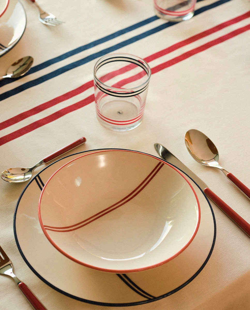 Set 3 Boles 8 cm ancho x 4 cm alto Crudo Rayas