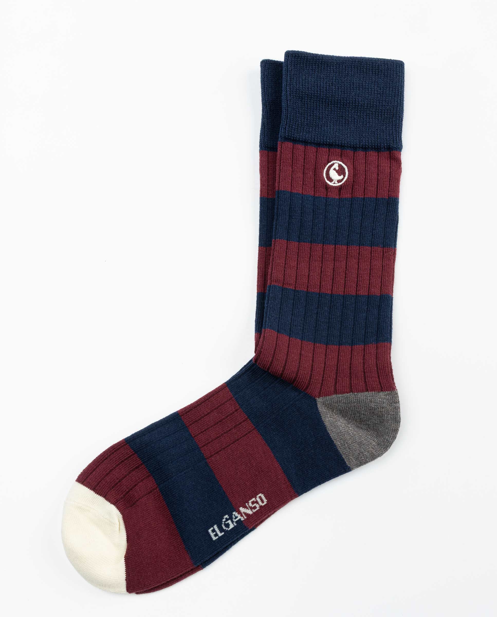 Ribbed Fig Cotton Socks W Stripes