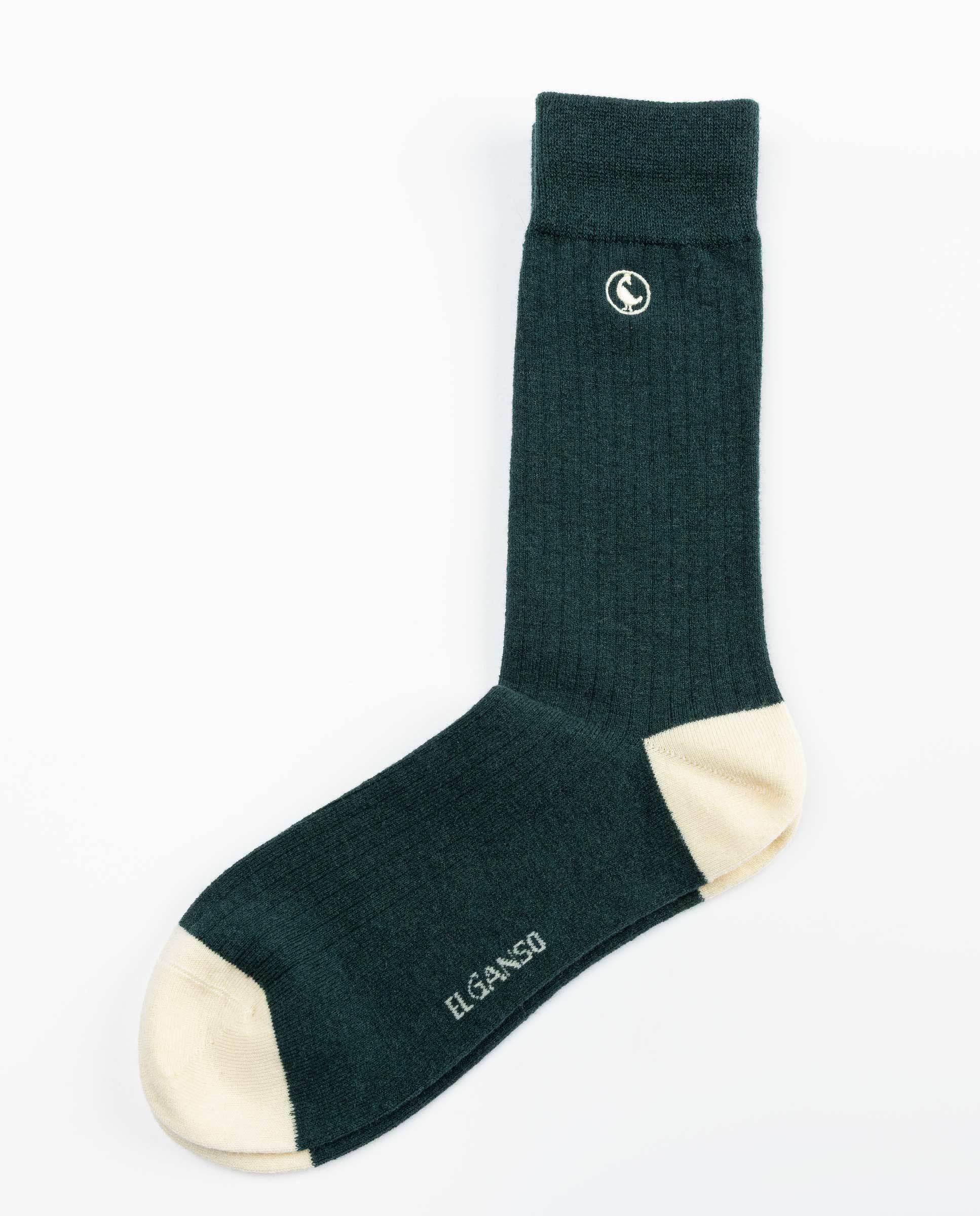 Dark Green Ribbed Wool Socks