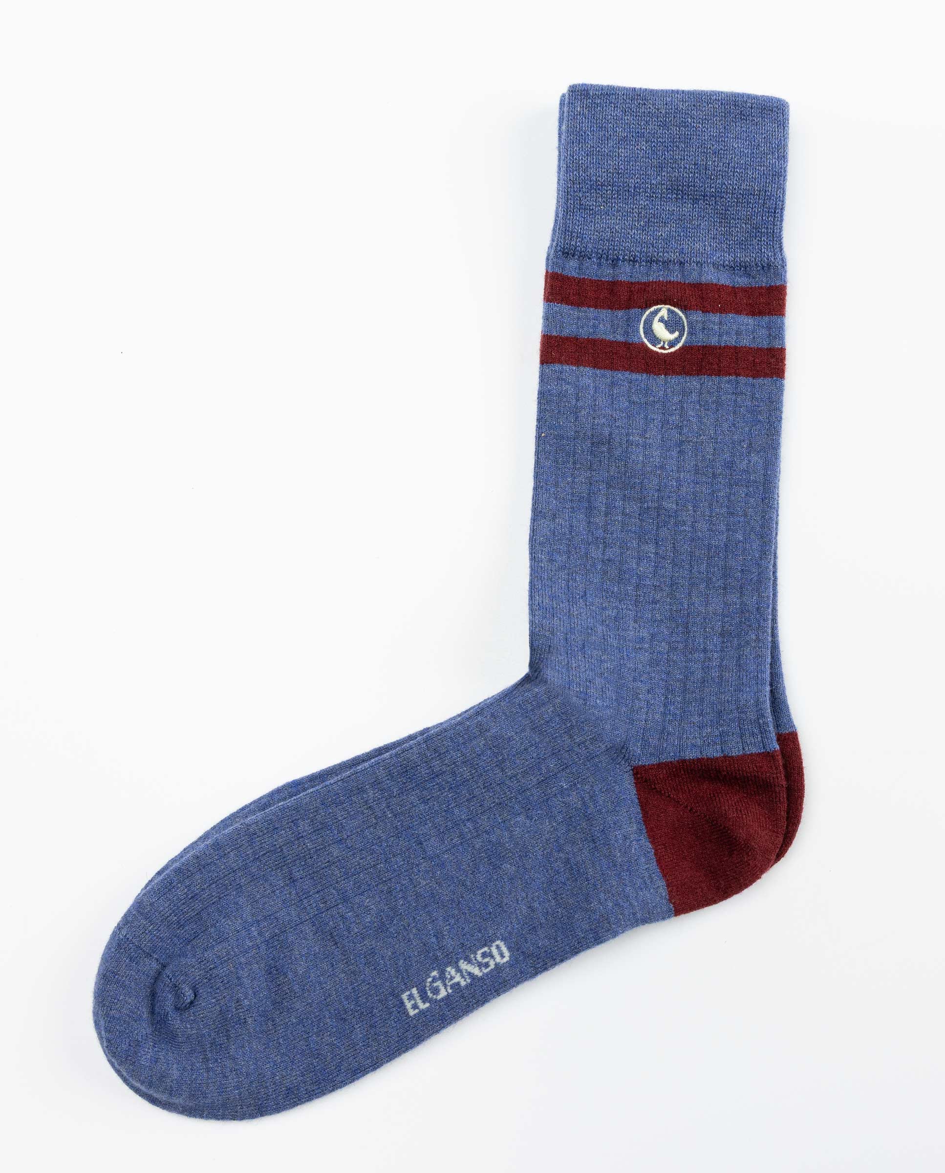 Calcetín Azul Lana Rayas