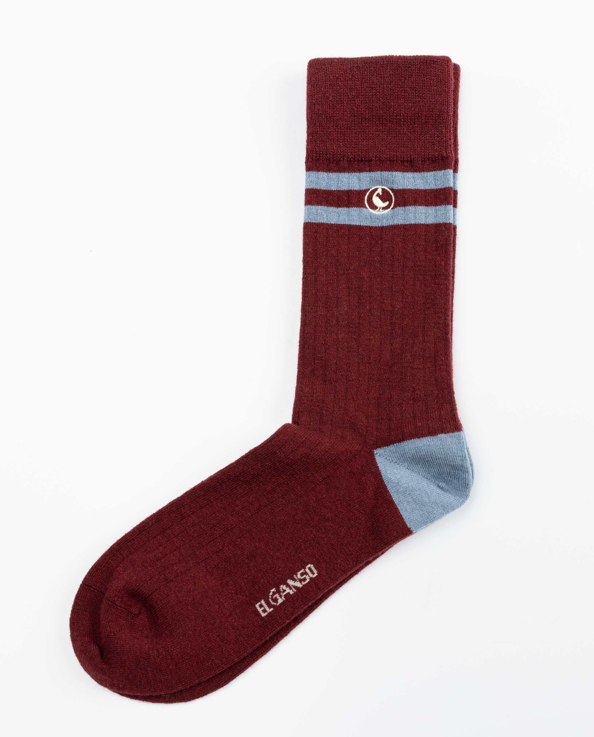 Calcetín Granate Lana Rayas