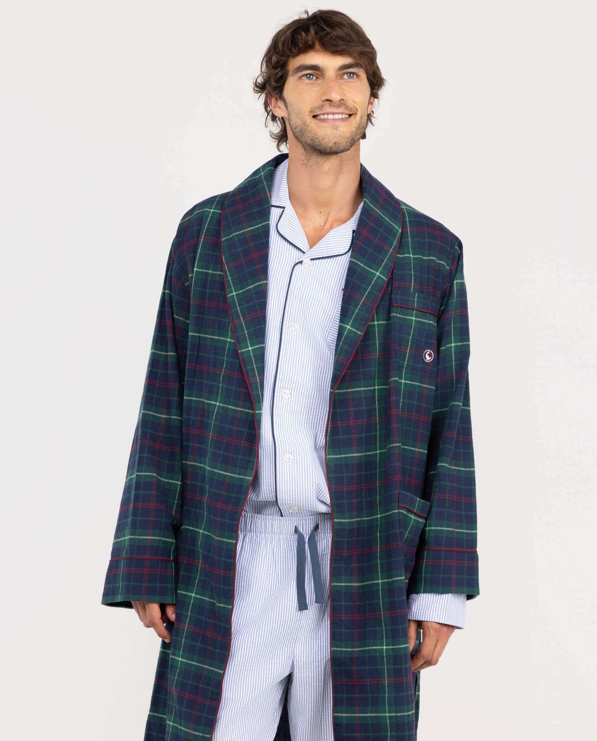 Green and Blue Tartan Robe